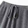 Calça de Tricô Branca de Pernas Largas para Mulheres Cintura Alta Outono/Inverno Peça Externa Fluida Alongada Solta Casual Calça de Perna Reta Versão Estreita Calça de Comprimento Total