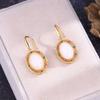 Aretes huecos de circonio color jade blanco Hetian, moda nacional, estilo palaciego, artesanía de esmalte, colgante con patrón Ruyi de jade Hetian