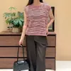 Top de Malha sem Manga Vazado, Gola Redonda, Manga Curta, Tricô de Verão, Novo Design Solto, Top Fino Feminino, Malha com Proteção Solar