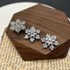 Botón de copo de nieve grande microincrustado con circonita lujo para mujer camisa cárdigan cheongsam manga cuello latón plateado ropa hebilla de cristal