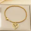 Moderna y Dulce Multi-Estilo Corazón Hueco Forma de Corazón Cadena de Perlas para Padres e Hijos de Cintura Alta Día de la Madre Acero Inoxidable Pulsera para Mamá