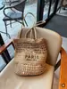 Bolso de Mano Tejido Hueco INS Súper Popular Hecho a Mano Artístico Casual de Paja Bolso de Hombro Único para Mujer Estilo Callejero Vacaciones