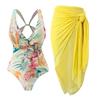 En Stock 2025 Europeo y Americano Traje de Baño de una Pieza Moda Sexy para Mujer, Estilizante Estampado Retro Popular Conjunto de Ropa de Baño Estilo Falda