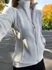 Sudadera con capucha Ollie de forro polar con cuello alto para otoño e invierno para mujer, ajuste ceñido a la cintura, cremallera, cárdigan, top cálido de forro polar suave y esponjoso