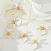 Set de Joyería Transfronterizo Europeo y Americano: Conjunto de Collar, Aretes, Pulsera y Anillo de Flor Multicapa con Goteo de Aceite, Accesorios para Manos, Pulsera