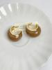 Aretes retro tipo C de nicho europeo y americano con esmalte Maillard y gota de esmalte, nuevos aretes únicos de alta gama para otoño e invierno, aretes de botón