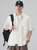Roupas Masculinas Fengshe / Camisa Masculina de Linho de Manga Curta 2026 Nova Coleção de Verão Retrô Japonês Casual Manga Meia