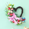 Guirlanda de Primavera Amazon Estilo Americano Guirlanda de Flores Artificiais de Primavera Linho Imitação Laço Listrado Preto e Branco Guirlanda Meia-Lua