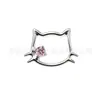 Pendientes de Titanio F136 Gato Gatito Incrustados con Circonita Cara de Gato Hélice de Oreja Clavo de Hueso Gato Calado G23 Aleación de Titanio Joyería de Perforación Cabeza