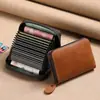 Bolsa de Tarjetas Simple Explosiva Piel Suave para Hombre Gran Capacidad Multi-Tarjeta Organizador de Tarjetas Portatarjeta de Licencia de Conducir Ultradelgado