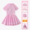 Traje de baño para niños listo para enviar transfronterizo, set de 7 piezas para niñas, traje de baño de dos piezas para niñas, protector solar para nadar en aguas termales