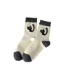 Calcetines de gato animal con combinación de colores negro y gris para mujer, calcetines de tubo, nuevos de otoño e invierno, calcetines de hilo lindos de dibujos animados japoneses, primavera