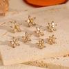 Pendientes de botón de flor de diamante nuevo transfronterizos Moda Temperamento Completamente de Diamante Acero Inoxidable Fundido con Polvo de Oro de 18k