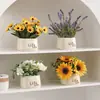 Estilo Ins Escandinavo Flor Artificial de Hortênsia em Vaso Enfeites Decorativos Sala de Estar Quarto Estudo Cerâmica Decorações para Casa