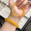 Pulseira de Jade Amarelo Dragão Natural Cor de Âmbar Pulseira de Contas Luxo Leve Exquisite Amarelo Pulseira Toque de Alto Padrão Unissex Pulseira Joia