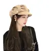 Sombrero de Nube para Mujer en Primavera, Sombrero Octogonal Adelgazante con Pliegues, Boina Simple Estilo Coreano, Tendencia de Sombrero de Pintor de Ala Suave a la Moda