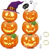 Decoración de Patio de Halloween con Tarjeta Enchufable Calabaza Fantasma Estéreo Luminoso LED Enchufable Decoración de Césped Exterior Tarjeta Enchufable