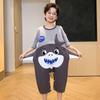 Pijama de una pieza para niños Niños Verano Algodón Puro Delgado con Aire Acondicionado Anti-Patada Mono para Niños y Bebés Manga Corta Ropa de Casa