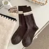 25 Meias Novas de Outono e Inverno para Mulheres, Punhos Duplos Espessados, Meias de Imitação de Caxemira, Quentes e à Prova de Frio, Meias Femininas Simples Coreanas, Meias de Cano Médio