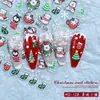 Pegatinas de Uñas con Relieve Navideño de Otoño e Invierno, Lindo Dibujo Animado de Papá Noel, Copo de Nieve Blanco, Decoraciones de Pegatinas para Uñas Estereoscópicas