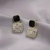 S925 Prata Agulha Internet Celebridade Quente Geométrica Quadrado Brincos Estilo Coreano Diamante Cheio Temperamento Moda Brincos Brincos Mulheres