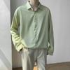 Camisa de hombre de manga larga de verano y otoño estilo Hong Kong drapeada camisa interior estilo coreano moderna muy hada casual con volantes guapo top delgado