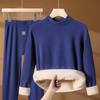 [Terciopelo de camello grueso] conjunto de ropa interior térmica de otoño e invierno de cuello medio alto para hombre y mujer, afelpado y grueso, resistente al frío, ropa de otoño, pantalones largos