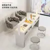 Mesa y Silla Multifuncionales para Manicura, Oferta Especial, Estación de Manicura Individual/Doble Económica de Lujo, Diseño Cremoso de Moda Estilo Ins