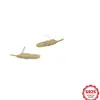 Pendientes de Pluma de Plata de Ley S925 para Mujer, Pendientes de Textura Tridimensional Sencilla, Pendientes de Diseño Nicho para el Viaje Diario al Trabajo al por Mayor