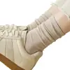 Meias femininas sem costura para primavera e verão, meias finas de cano médio, meias longas brancas pós-parto, mocassins, meias longas de cor sólida para outono