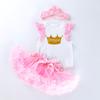 Ropa de verano nueva para niñas de algodón de clase A de 0 a 2 años, traje de falda estilo princesa para San Valentín, outlet de fábrica