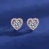 Brincos ao vivo femininos Ins Love S925 prata esterlina zircônia seis garras zircônia brincos acessórios para orelha brilhantes populares