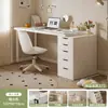 Escritorio de computadora, escritorio simple de doble longitud para dormitorio, con cajones, escritorio de estudio para uso doméstico, adecuado para estudiantes y trabajadores de oficina