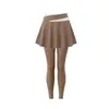 Conjunto Fitness Feminino Manga Longa Cardigan de Yoga Falso Conjunto de Duas Peças Calça Saia Cobertura de Defeitos Emagrecimento Alta Elasticidade Roupa para Corrida Yoga Conjunto de Duas Peças