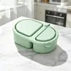 Lonchera de silicona de doble compartimento transfronteriza con tapa, plegable, a prueba de fugas, adecuada para snacks, picnics y uso doméstico