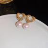 Borracho ~ Pendientes de botón de perlas elegantes y encantadores franceses simples de alta calidad Perla Rosa Champaña Perla Blanca pendientes clásicos elegantes