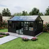 Aleación de Aluminio Negra Habitación Solar Patio de Villa Habitación de Cristal Independiente Fiesta Ocio Entretenimiento Invernadero Habitación de Jardín
