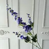 Flor artificial delphinium violeta de 3 puntas flor artificial de boda decoración de sala de estar ventana de floristería paisajismo arte de flor artificial