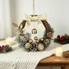Adornos de Campanillas Pequeñas de Navidad, Decoración de Escena de Piña de Árbol de Navidad con Lazo de Terciopelo, Suministros Decorativos Pequeños Colgantes