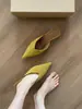 3cm Elegantes Meias-Pantufas Baotou para Usar por Fora Sapatos Femininos 2025 Novas Sandálias de Salto Agulha com Bico Fino de Verão