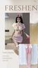 Uniforme Sexy de Aeromoça Lingerie, Desejo Puro Tentador, Não Precisa Tirar, Alças Sexy, Conjunto de Três Peças com Fenda Alta, Peça Única Dropshipping
