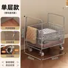 Carrito de bocadillos móvil de dos niveles estilo vintage para sala de estar, usado para almacenar bocadillos, frutas y bebidas