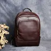 Mochila Nueva para Hombre de Cuero Genuino Europea y Americana Gran Capacidad para Mujer Piel de Vaca de Primera Capa Viaje Corto Cuero Curtido Vegetal Bolsa para Computadora