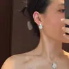 Lujo Ligero y Sensación de Alta Gama, Conjunto de Dos Piezas de Aretes y Collar de Flor de Rosa y Hoja con Circonitas Microincrustadas, Exquisito Collar y Aretes de Flor