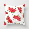Fronha Fofa Estampada com Frutas de Verão Capa de Almofada para Encosto de Sofá de Sala de Estar de Verão Refrescante Melancia Banana