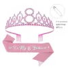 Set de dos piezas de diadema y cinturón con corona brillante de strass para niña europea y americana, cinturón de etiqueta, decoración de cumpleaños, artículos para fiestas en stock