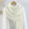 Moda coreana nueva 2022 Bufanda de algodón y lino con aspecto despeinado Suave Monocromática Delgada Bufanda de seda de invierno Chal largo