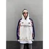 Sudadera con capucha Retro Americana Estampado de Letras Bloques de Color, Marca de Moda Unisex Holgada Casual Sudadera para Pareja