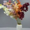 Cadena de flores de hortensia bordadas de alta calidad transfronteriza simulación de flor paisajismo de salón de bodas flor artificial arreglo floral de escena de boda flor de seda plantas verdes venta al por mayor