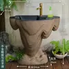 Pia de Jardim para Pátio Externo Lavatório Estilo Chinês Varanda Lavatório Integrado de Chão Externo Bacia de Pedra Artificial